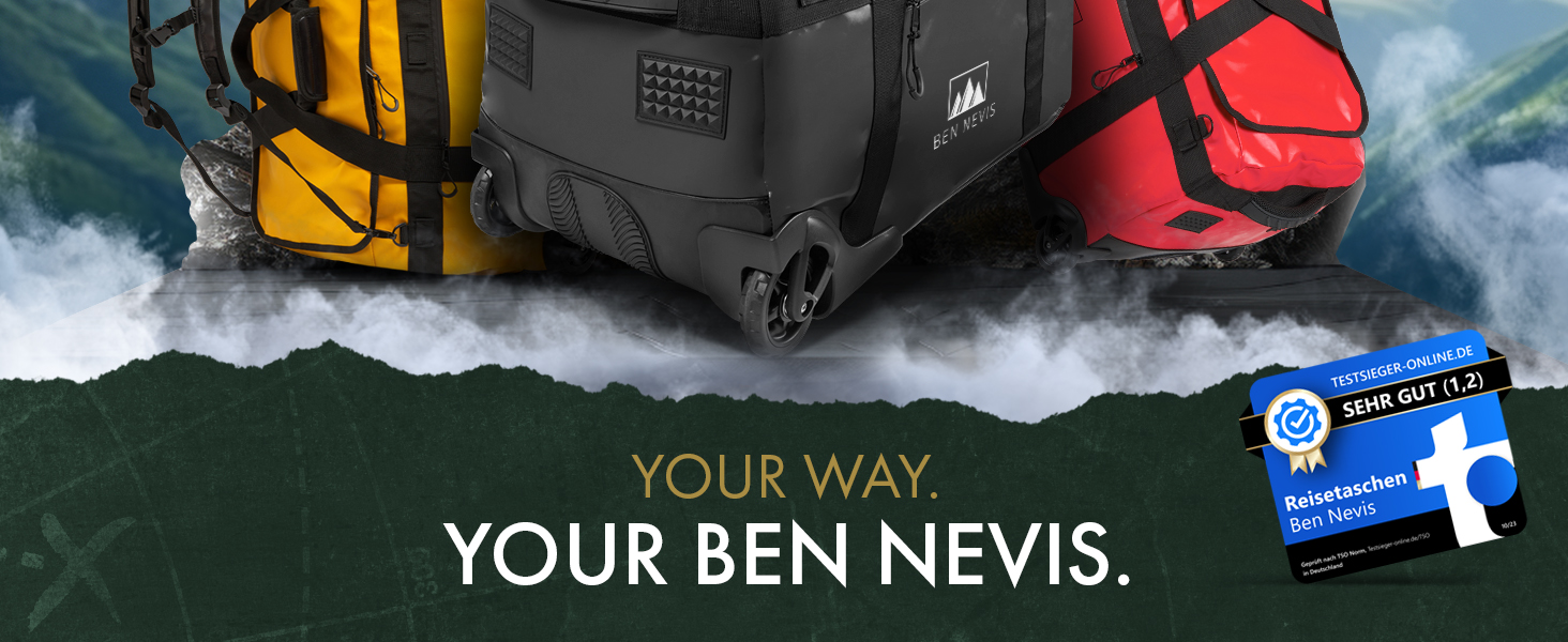 BEN NEVIS Оригінальна дорожня сумка на колесах 80 л – XXL складана спортивна сумка, водовідштовхувальна, міцна, компактна