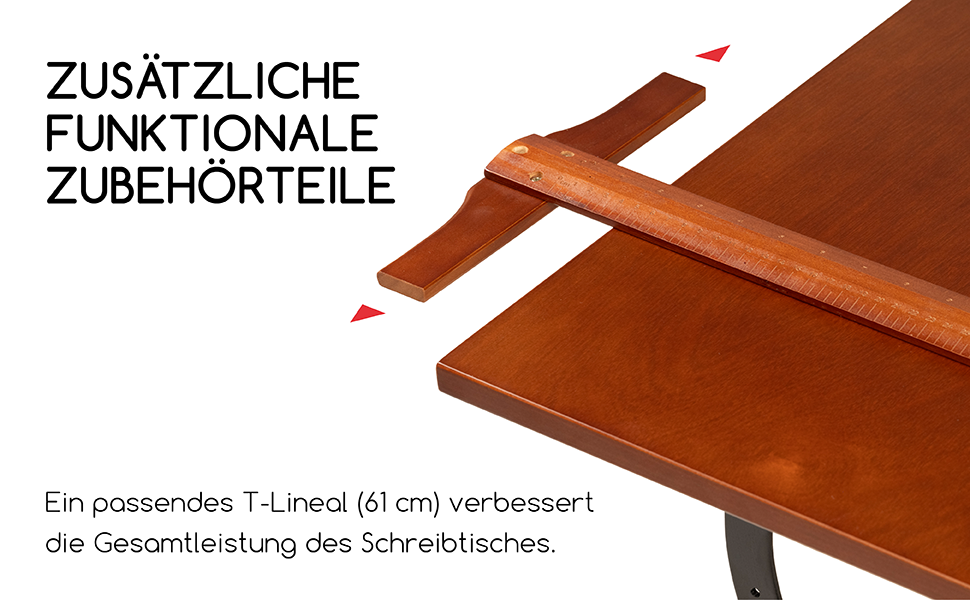 MEEDEN Vintage Wooden Art Drafting Table with Adjustable Height & Stool - 96 x 60cm
