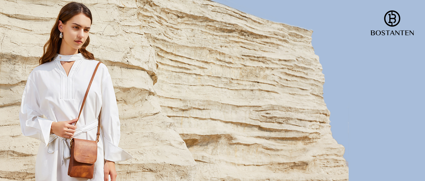 Сумка-клатч BOSTANTEN Klein через плече для телефону, сіра PU шкіра, жіноча, з гаманцем