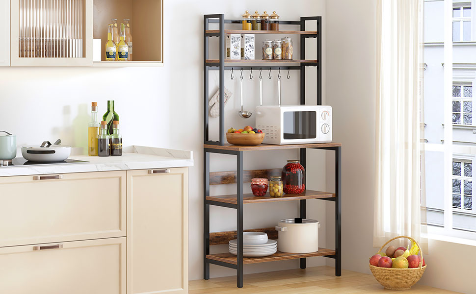 Стелаж для кухні SogesHome 5-ярусний, з гачками, 80x40 см, вінтаж