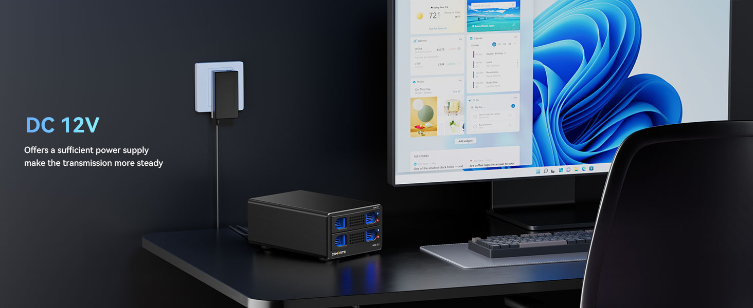 Корпус для жорстких дисків 10Gbps Dual Bay з алюмінію та вентилятором для 2.5/3.5 SATA HDD/SSD з USB A/C 3.2, Hot Swappable, Daisy Chain, DAS (без RAID/NAS)