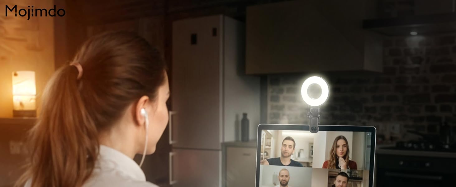 LED кільцева лампа для телефону та ноутбука, світло для селфі з 3 колірними температурами та 5 рівнями яскравості, USB світло для відеоконференцій, Zoom, YouTube, TikTok, макіяжу, фотографії, порожньою конструкцією