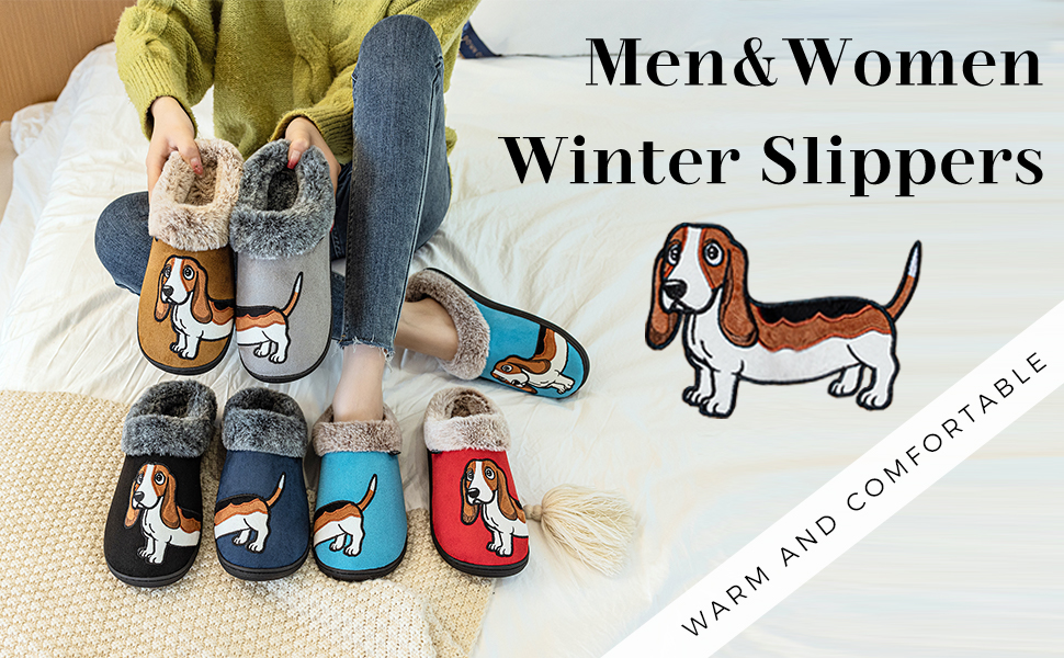 Тапочки домашні жіночі чоловічі з вишивкою у вигляді милого собачки, теплі, з плюшевою підкладкою, зимові, 36/37 EU, коричневого кольору