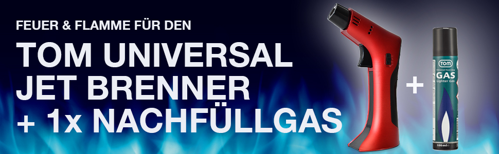 Набір кулінарного пальника TOM Jetflame (Золотий) з балоном бутану: професійний газовий пальник з замком безпеки для кухні, кемпінгу та майстерні, багаторазовий