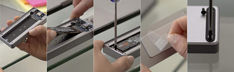 Корпус для NVMe SSD Sabrent з адаптером m.2 SATA, USB C 3.2 Gen 2 (10 Гбіт/с), з кулером