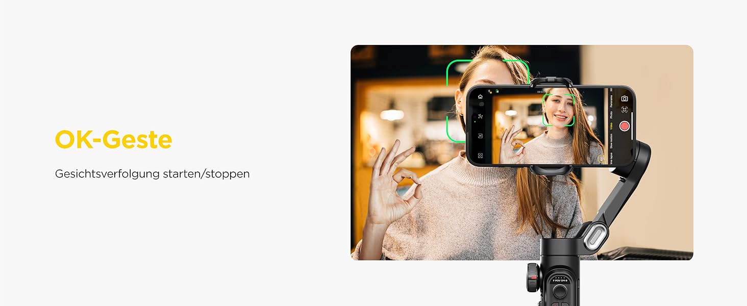 Стабілізатор Gimbal AOCHUAN для iPhone та Android - 3-осьовий, з фокусуванням, трекінг облич/об'єктів, для відеозйомки