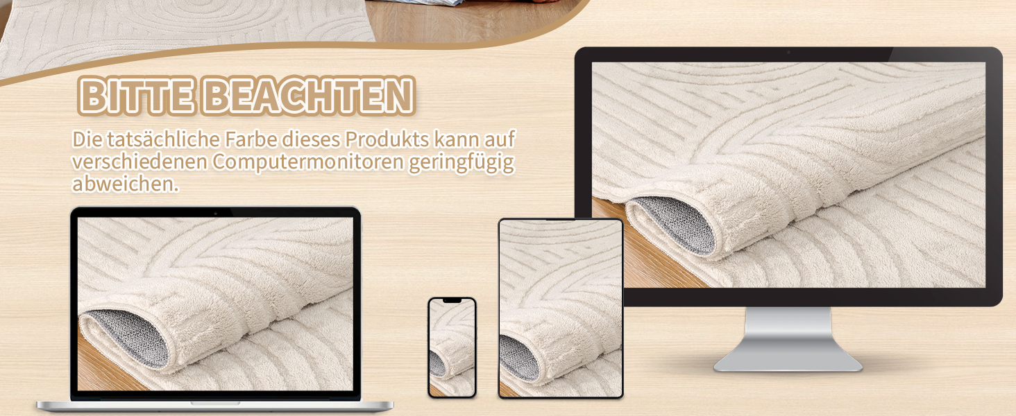 Килим для вітальні 160x230 см, великий пухнастий з коротким ворсом, миючий, сучасний, з 3D ефектом, неслизький, для їдальні, кухні, спальні, бежевий