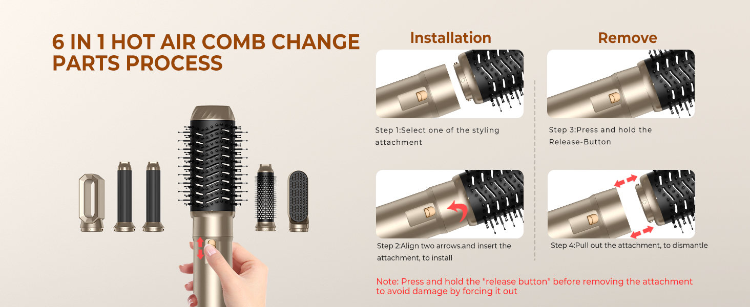 Фен-щітка 6 в 1 Airbrush Pro - професійний набір для укладки волосся | 1000W, круглі щітки, керлер, щітка для термоукладки, фен-щітка, фен, випрямляч | Для всіх типів волосся - блакитний (елегантне золото)