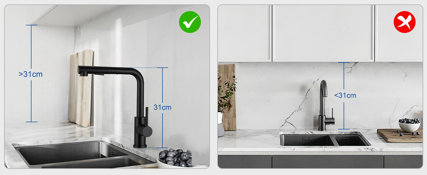 Висувна кухонна змішувач з душем, 360° поворот, кухонна арматура з двома режимами струменя, з нержавіючої сталі, чорний, з висувною насадкою