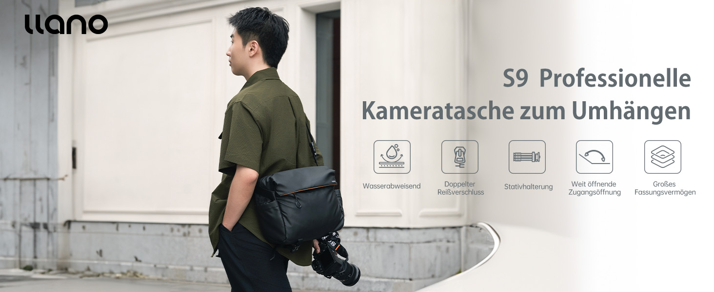 Чорна сумка-переноска для камери LLANO: DSLR/беззеркальні камери, 1 камера, 2 об'єктиви, аксесуари