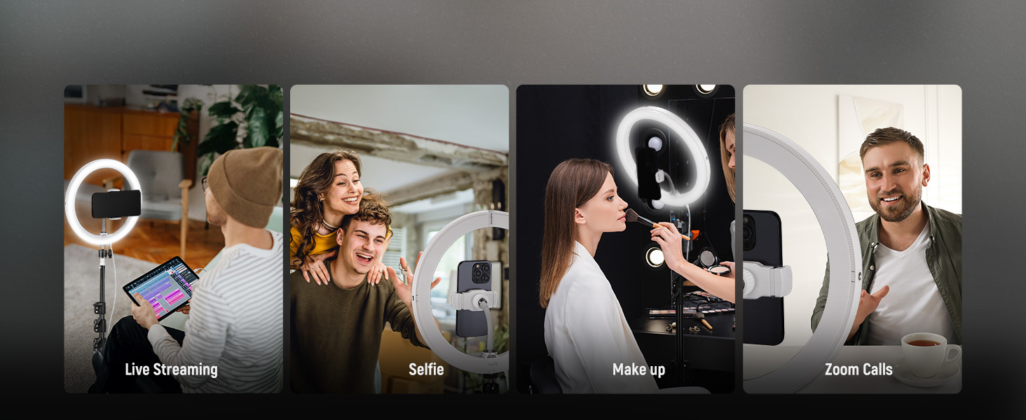 NEEWER Комплект кільцевого світла для фото та відео: 48 см, 52 Вт, регульоване LED кільцеве світло з штативом та Bluetooth для смартфона, YouTube, селфі (RH12B Pro)