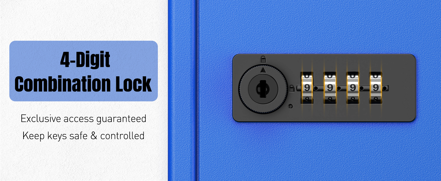 Шкафчик для ключів Uniclife на 60 позицій з комбінацією та ключовим замком, цифровий сейф, органайзер для ключів з регульованими полицями