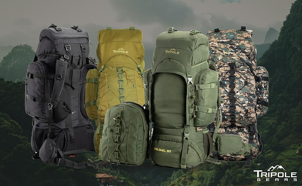 Tripole Rucksack from the Colonel Series with Internal Frame - Featuring Detachable Daypack and Rain Cover