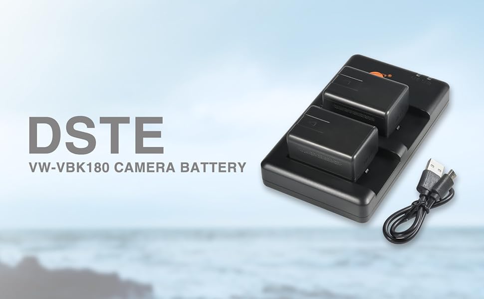 Запасний акумулятор VW-VBK180 (2 шт.) з двоканальною зарядкою для Panasonic SDR-H100, H101, H85 та інших моделей