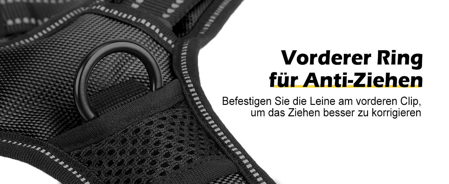 Світловідбиваючий нашийник для собак Joytale з LED, перезаряджуваний, для середніх собак, не тягне, з ручкою, регульований, для нічних прогулянок, чорно-синій, M (1 шт.)