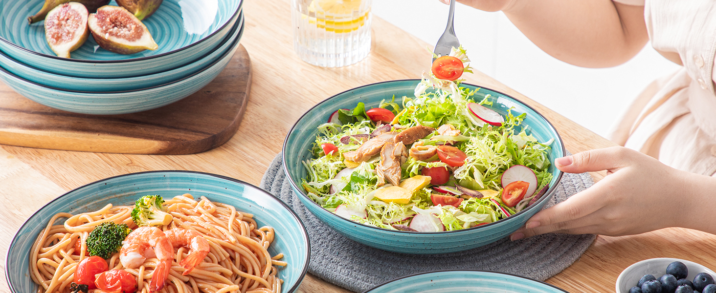 Набір тарілок для супу Vancasso Bonbon, 6 шт, 1500 мл, кераміка, блакитні