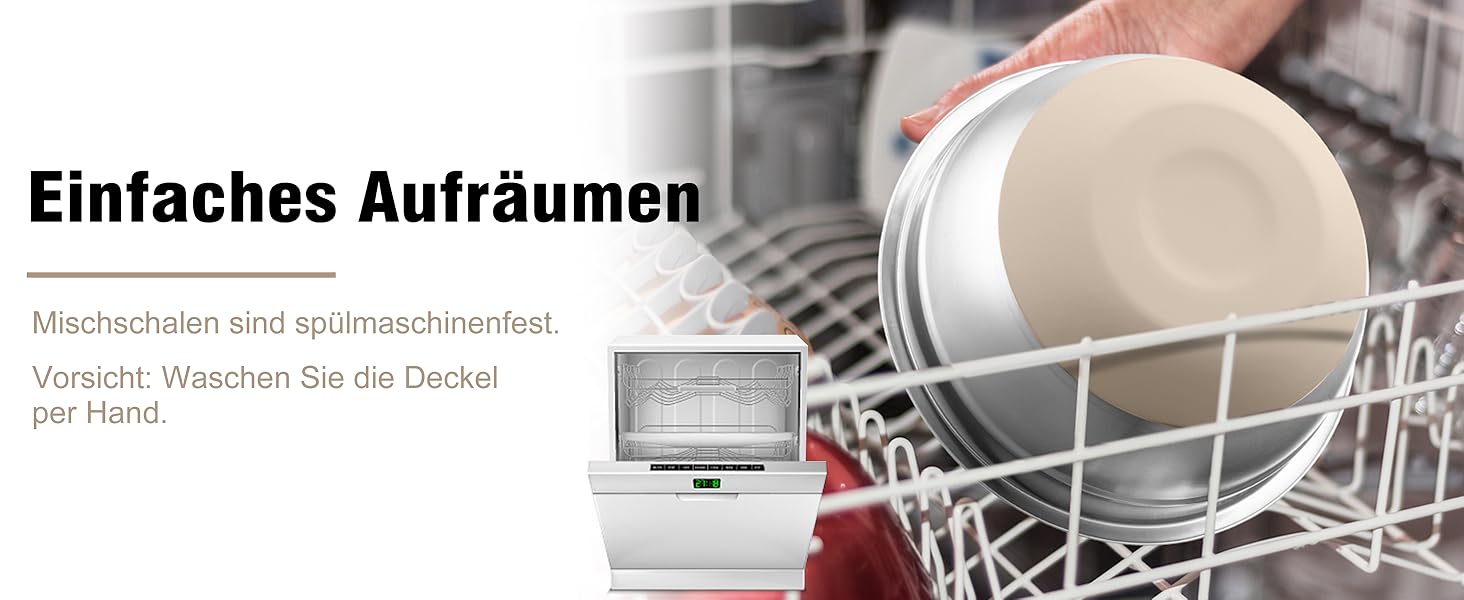 Набір місок для перемішування BEWOS 7 шт. з кришкою, нержавіюча сталь, набір місок з терткою, вкладна конструкція, колір хакі, протиковзкі дна, об'єм 0.5, 1, 1.4, 1.85, 2.35, 3.2, 4 л для змішування та подачі