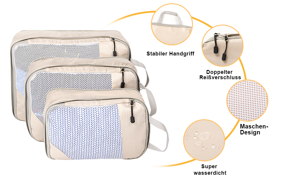 Органайзери для валізи Packing Cubes, набір 3 шт. (3 розміри) - водовідштовхуючі, для подорожей, розширювані