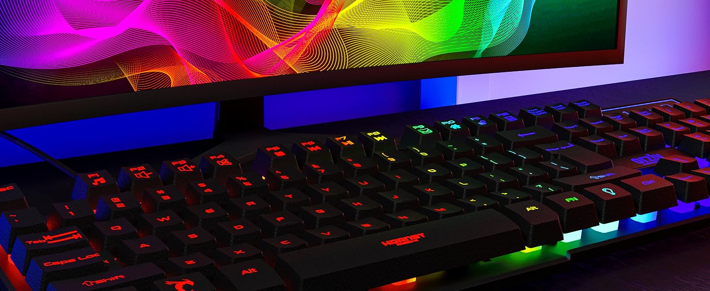 Ігровий набір Orzly RX250 4 в 1: клавіатура, миша, навушники та килимок для миші - RGB підсвічування, QWERTZ DE, чорний