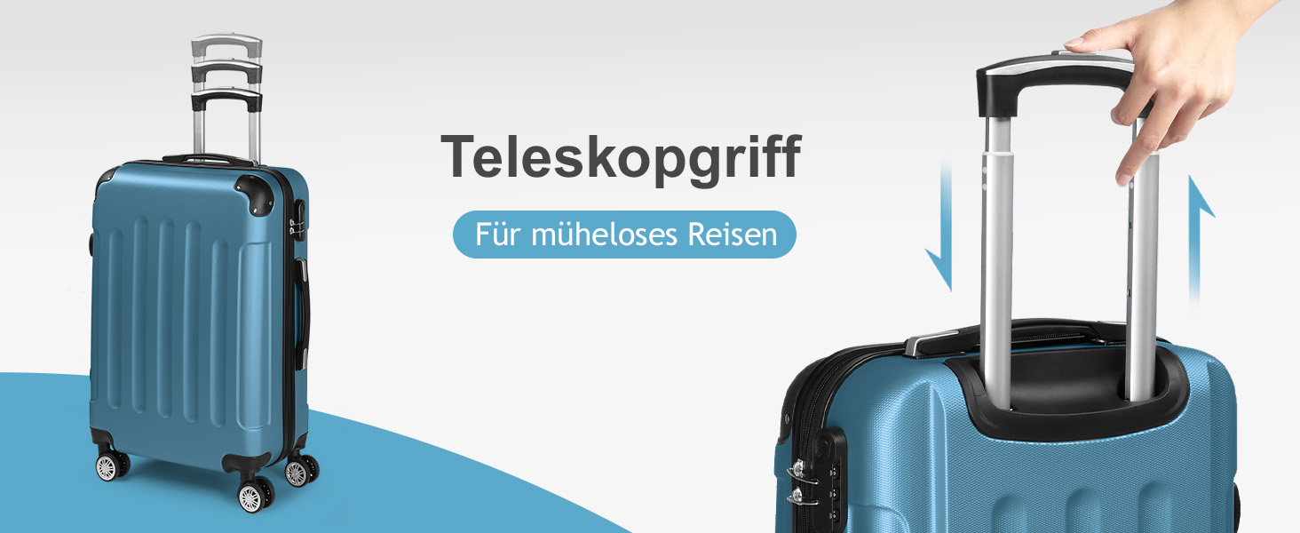 Набір валіз LEADZM 4 шт. з косметичкою, посилені кути, ABS, телескопічний ручка, ручна поклажа (Чорний, Navyblau, смугастий)