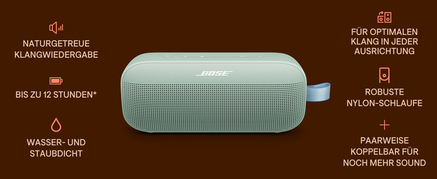 Портативна Bluetooth колонка Bose SoundLink Flex (2-ге покоління), водонепроникна, пилонепроникна, з природним звучанням, до 12 годин роботи від акумулятора, чорна