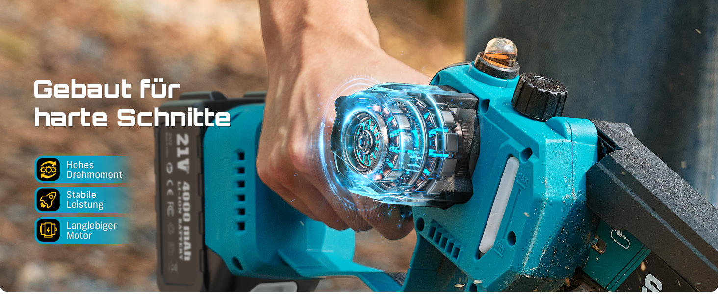 Акумуляторна міні-пила SEESII 6 дюймів (8000mAh) з автоматичною змащенням та запасним ланцюгом - для стрижки гілок та дерева