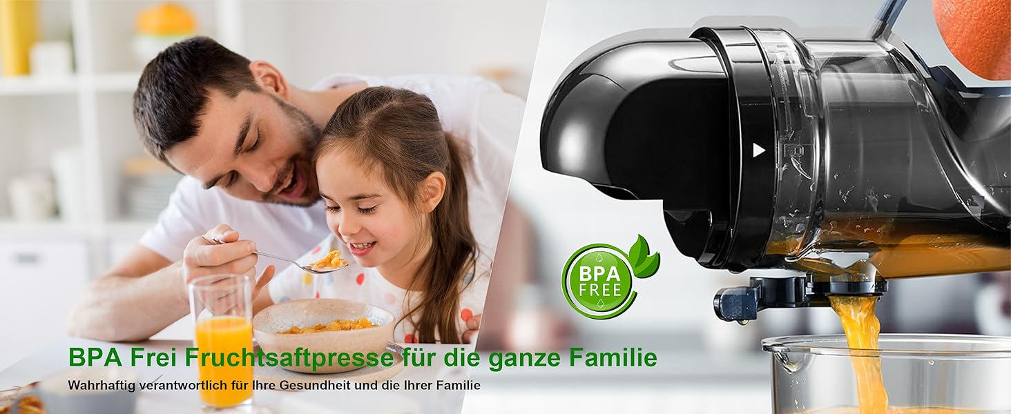 Фреш-прес Fretta Slow Juicer: холодний віджим, 200W, для овочів та фруктів, чорний