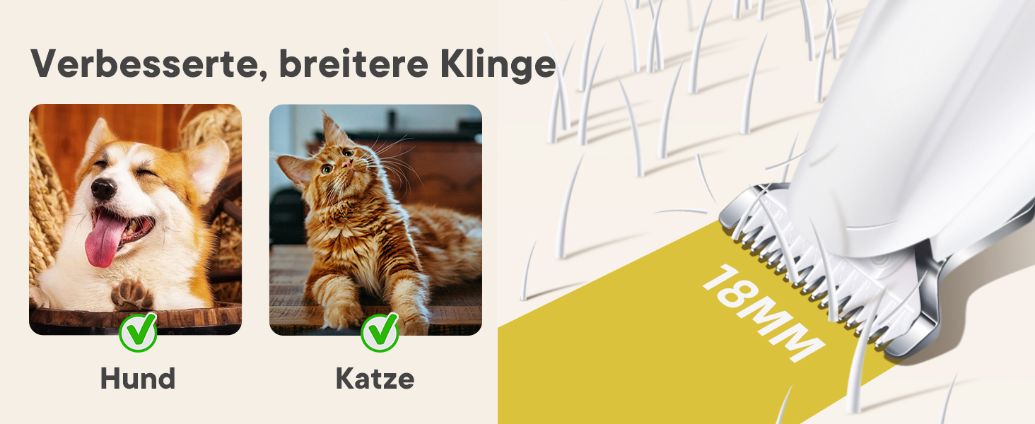 Триммер для собак та котів Pfotentrimmer з LED-підсвічуванням – 18 мм, тихий (35 dB), водонепроникний, акумуляторний – для лап, вух, обличчя та хвоста (білий)