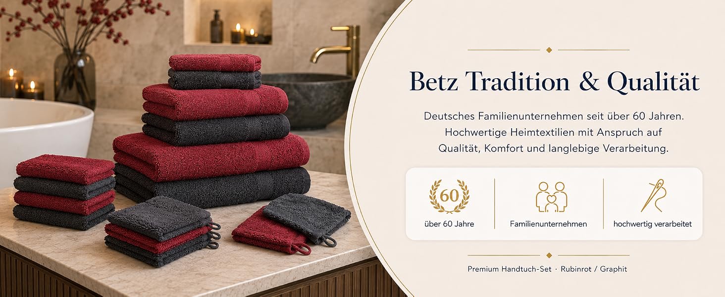 Набір рушників Betz Premium 12 предметів, 100% бавовна, Oeko-TEX Standard 100, 470г/м², колір рубіново-червоний/графіт
