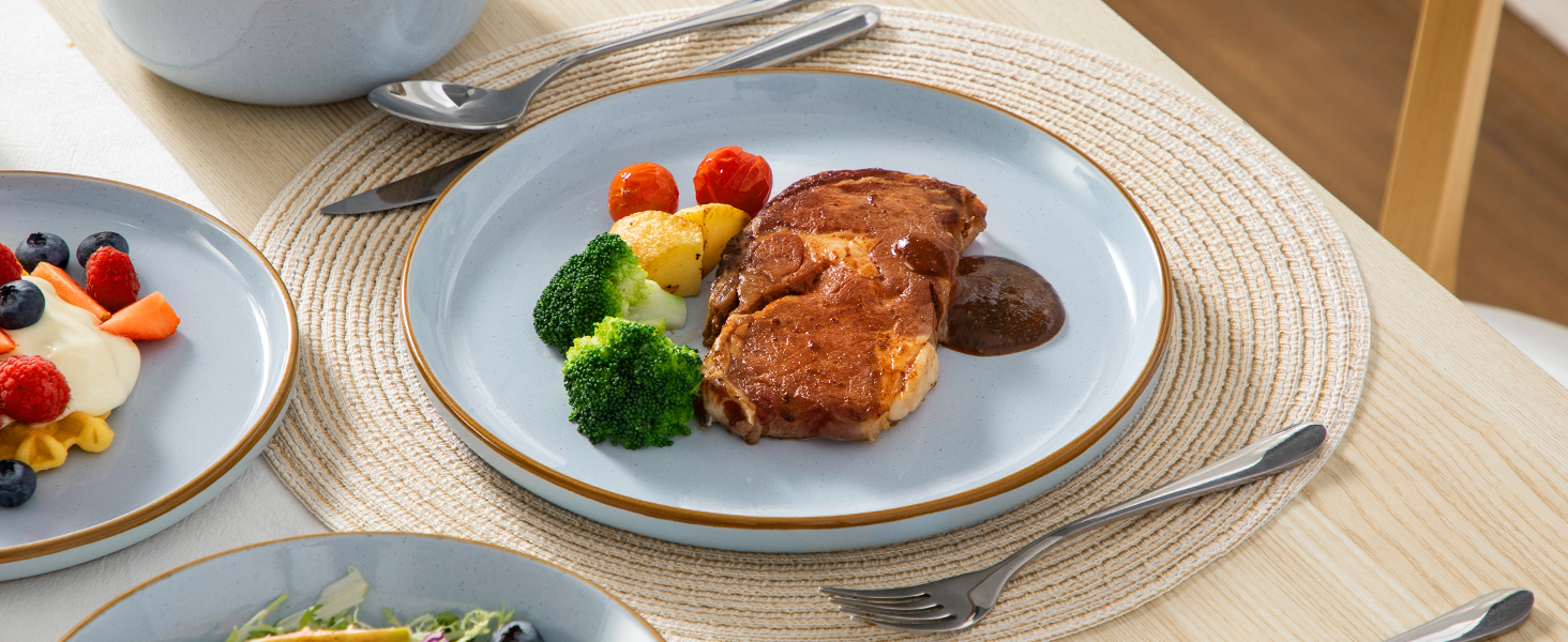 Набір посуду на 6 осіб Vancasso RENO 24-tlg: тарілки, супові тарілки, десертні тарілки, миски, комплект посуду з кераміки, 48 предметів