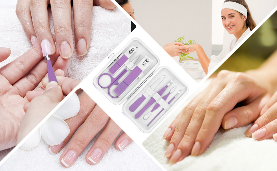 Набір для манікюру та педикюру Fenlebenil: базовий комплект для догляду за нігтями (фіолетовий)