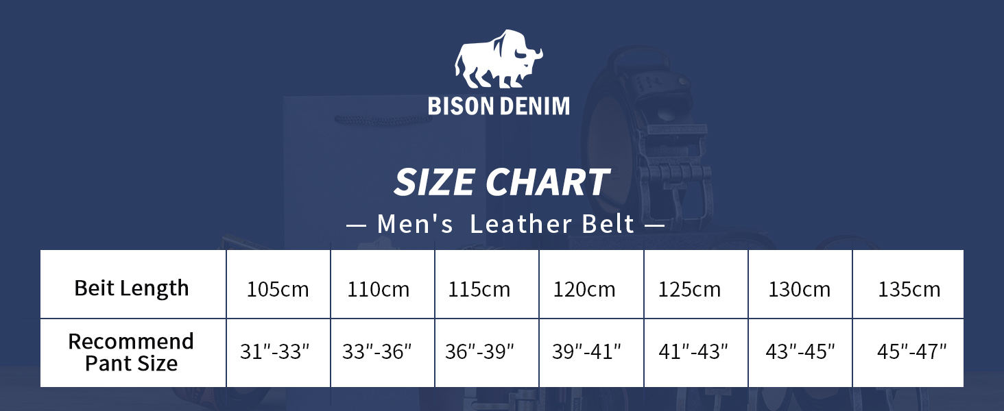Чоловічий шкіряний ремінь BISON DENIM з класичною пряжкою, міцний, для джинсів, довжина 115 см, підходить для талії 36'-39'