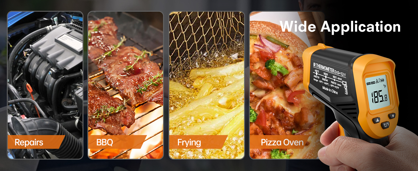 Інфрачервоний термометр Eventek -50°C до 600°C. Безконтактний цифровий лазерний термометр з підсвічуванням екрану. Для кухні, гриля, охолодження, промисловості. Базова комплектація