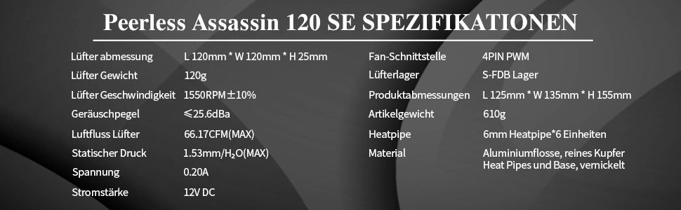 Thermalright Peerless Assassin 120 SE: Повітряний кулер для CPU з 6 тепловими трубами, 2 x 120mm вентилятори, для AM4/AM5/Intel LGA1851/1700/1150/1151/1200