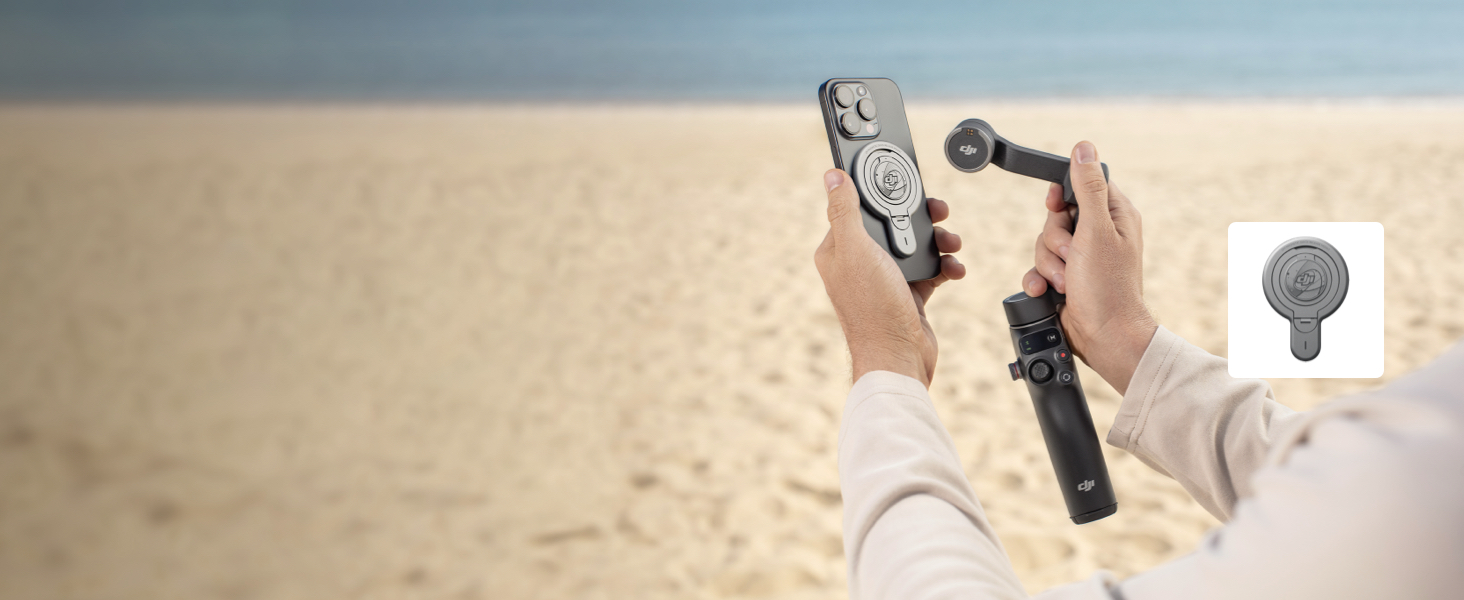 Стабілізатор DJI Osmo Mobile 7P + Mic Mini TX (Polarweiß) – Gimbal для iPhone/Android з мікрофоном, інтегрований штатив та подовжувач, 3-осьова стабілізація