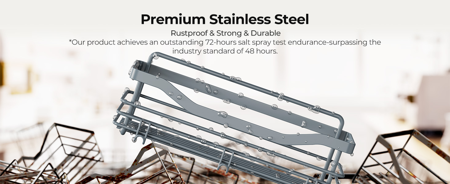 Набір душових корзинок Orimade з 5 гачками, 3 шт. (чорний, сірий) - без свердління, нержавіюча сталь SUS304