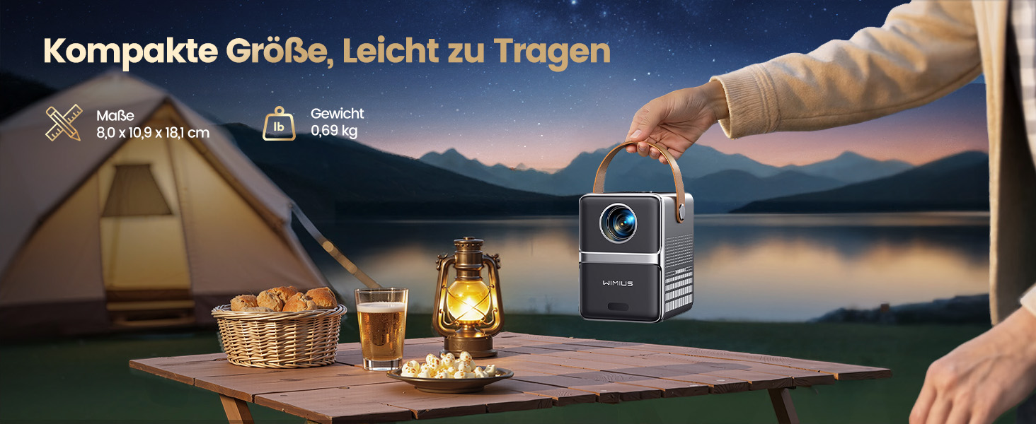 Mini проєктор Beamer 4K з WiFi 6, Dolby Audio та підтримкою Netflix | 1080P Full HD, інтегровані додатки, автоматичне фокусування, вертикальна корекція трапецеїдальних спотворень, короткофокусний, сріблясто-сірий