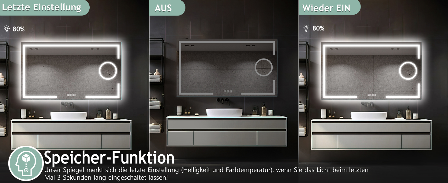 Дзеркало для ванної кімнати S'bagno з підсвічуванням 100x70 см, 5x збільшення, LED, алюмінієва рама, протитуманне покриття, 3 кольори, диммування, пам'ять, HD скло, IP44, без Bluetooth