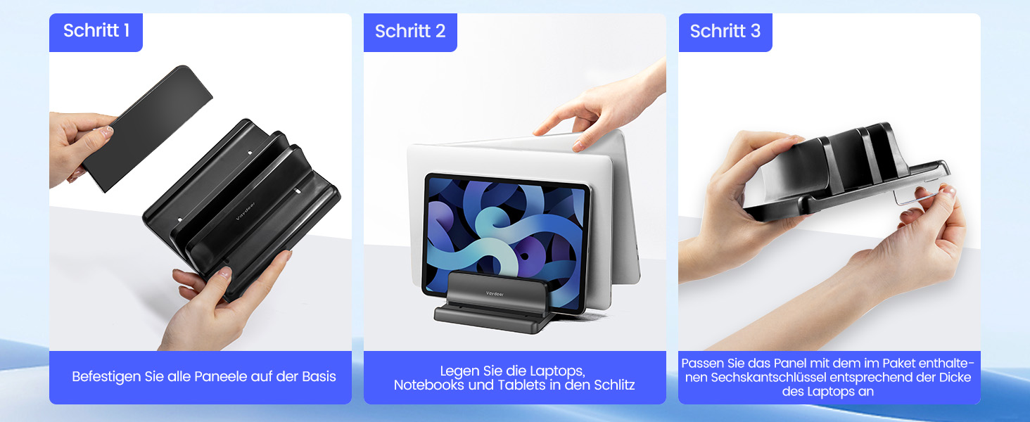 Підставка для ноутбука VAYDEER вертикальна, 3 в 1, для MacBook, iPad, Tablet, Notebook до 17.3