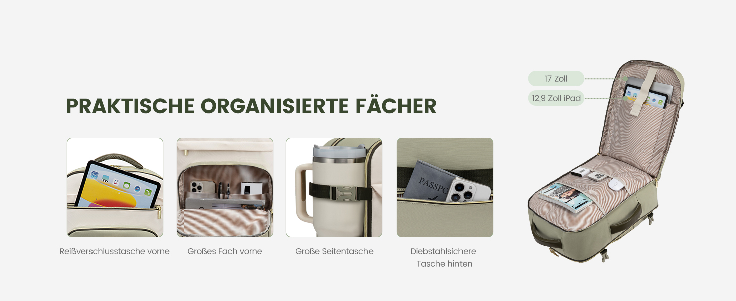 LOVEVOOK Рюкзак ручної поклажі, 40L, для ноутбука 17