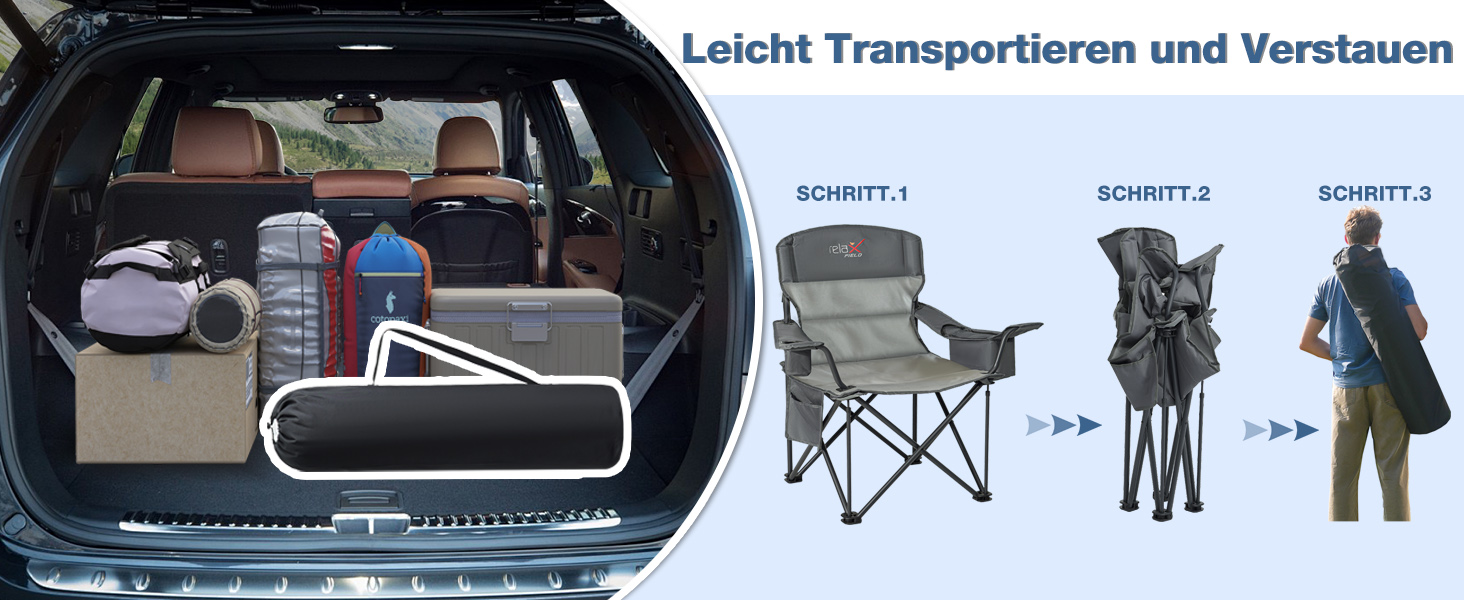 Розкладний стілець для кемпінгу RELAX FIELD 200KG з підстаканником та сумкою-холодильником, рибальський стілець, сірий (2 шт)