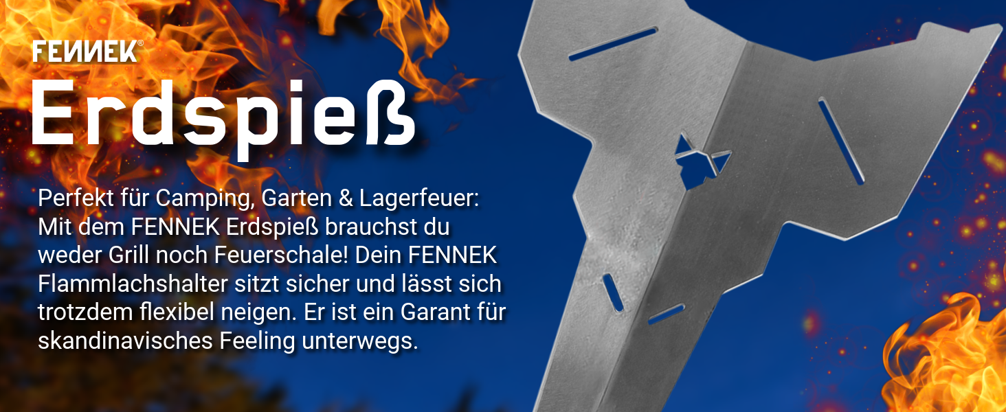 Вогнева чаша та гриль-шампур FENNEK: обертається на 180°, без гвинтів, Made in Germany