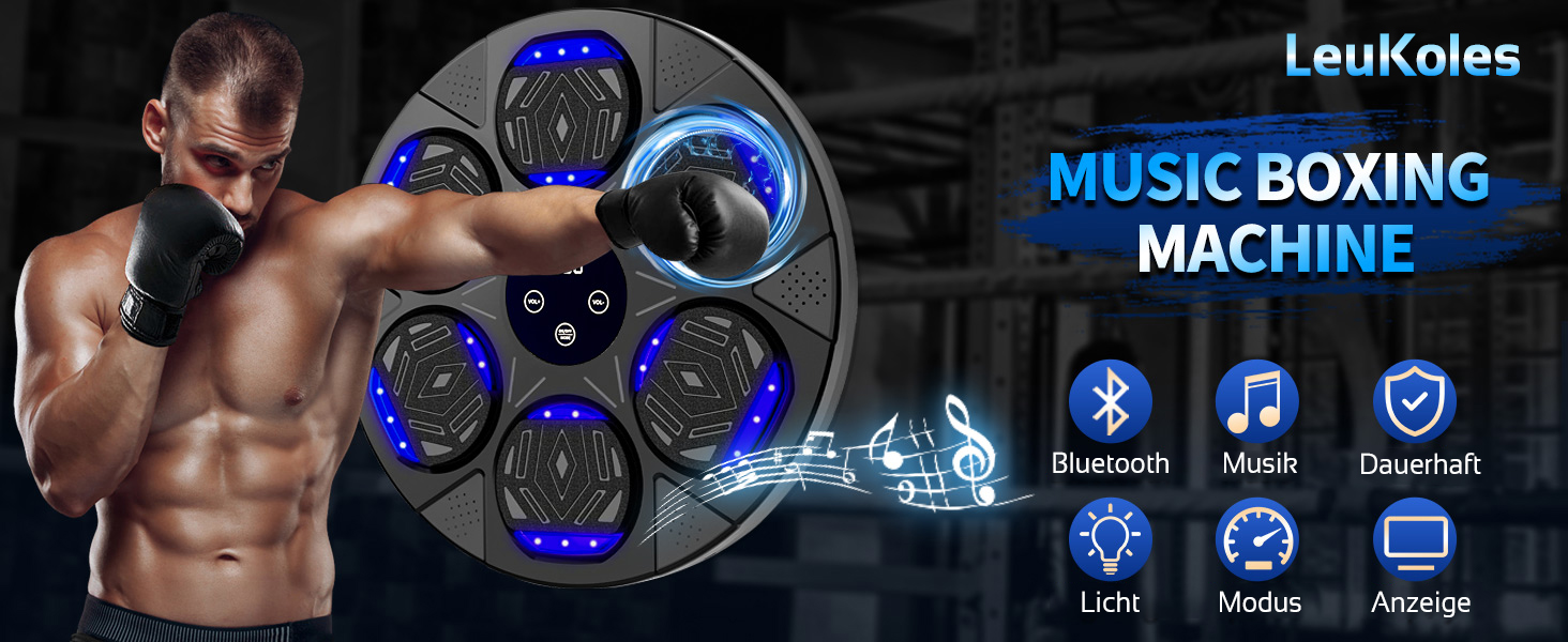 Bluetooth Music Boxing Machine with LED Lights - Wall Mounted Punching Bag with Boxing Gloves & 7 Modes
