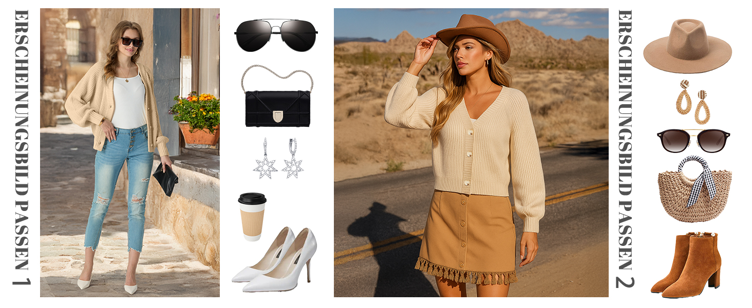 Жіночий в'язаний кардиган GRECEREE з V-подібним вирізом та ґудзиками, з кишенями (червоний, M)