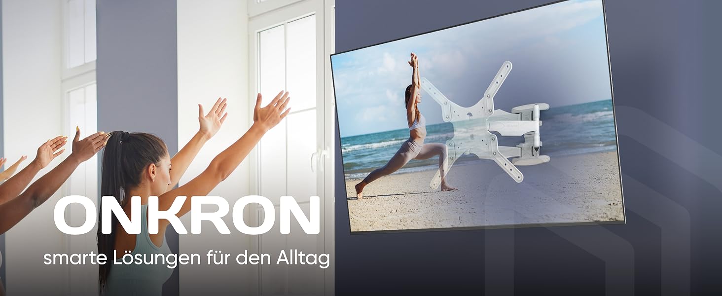 Кронштейн для телевізора ONKRON - поворотний, для телевізорів 37-70 дюймів, до 36,4 кг, VESA 100x100-400x400, білий M5-W
