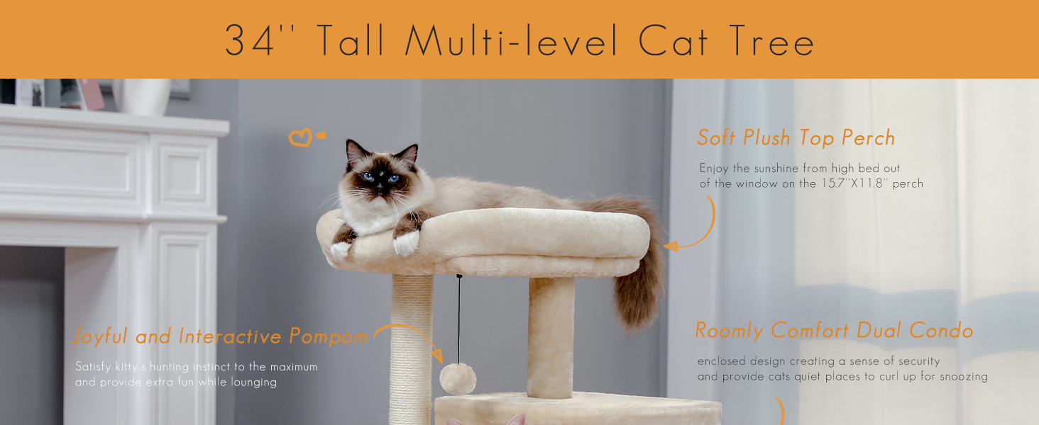 Котячий будиночок з когтеточкою Petpela Beige M 90см: когтеточка, будиночок, лежанка для котів