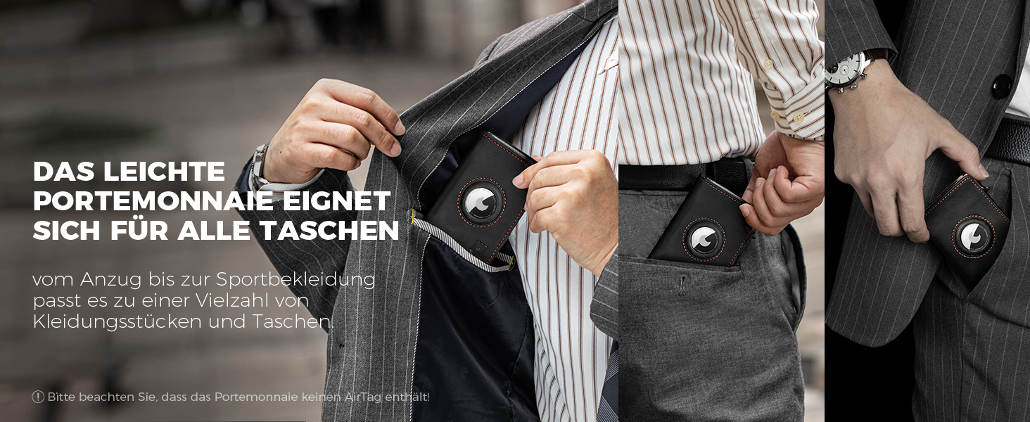 Портмоне DODENSHA® MagSnap для чоловіків з RFID захистом, відділенням для AirTag, картхолдером та відділенням для монет. Чорно-помаранчевий колір.