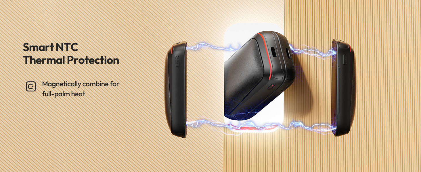 Електричний грілка для рук Gaiatop 2 шт. з магнітом, USB, багаторазовий, швидкий нагрів, 3 рівні, компактний, подарунок для чоловіків та жінок, чорний
