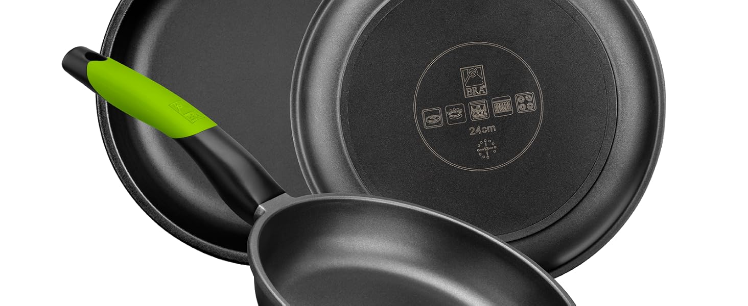 Набір сковорідок BRA Prior 18-22-26 см, 3 шт., з антипригарним покриттям, для всіх типів плит, включаючи індукційну