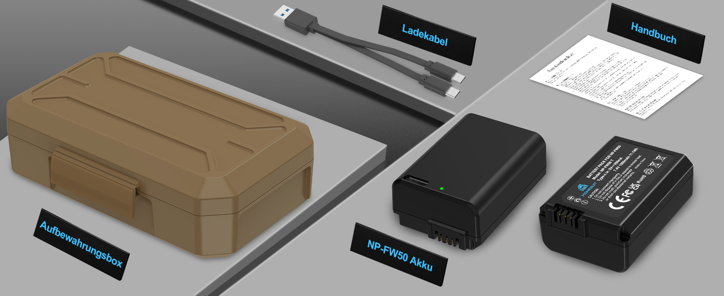 Набір акумуляторів NP-FW50 1300mAh 2 шт. та зарядний пристрій LCD для Sony ZV-E10, A6000, A6300, A6400, A6500, A5100, A5000, A7, A7II, A7R, A7RII, A7SII, 7RM2, 7SM2, 7M2, A55, RX10 II III IV, NEX-3/5/6/7, NEX-F3